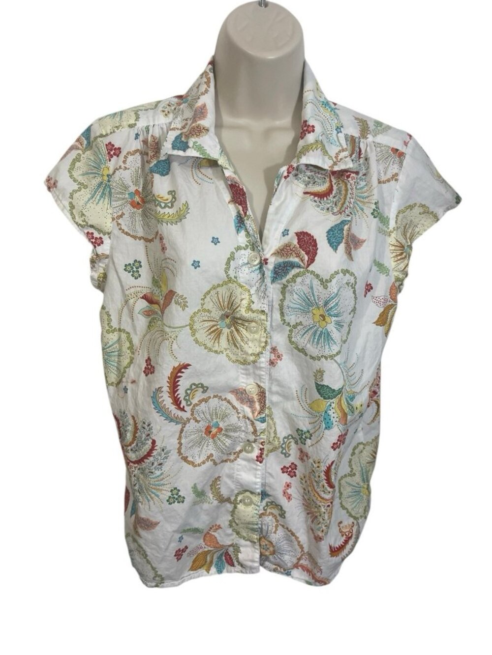 THE CAT'S PAJAMAS Women's Size Medium Hawaiian Print Cotton Sleep Pajama Shirt